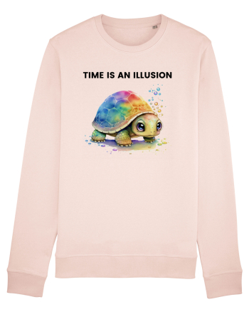 Broasca testoasa pictata in acuarela cu mesajul  Time is an Illusion Candy Pink