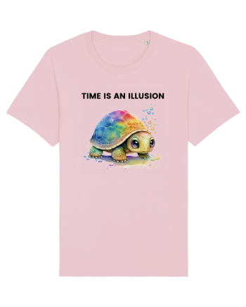 Broasca testoasa pictata in acuarela cu mesajul  Time is an Illusion Cotton Pink