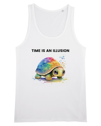 Broasca testoasa pictata in acuarela cu mesajul  Time is an Illusion White
