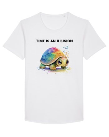 Broasca testoasa pictata in acuarela cu mesajul  Time is an Illusion White