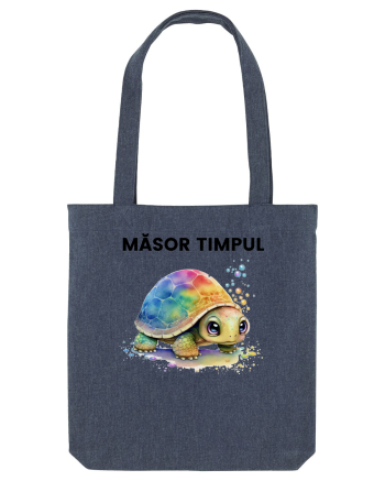 Broasca testoasa pictata in acuarela cu mesajul  Masor Timpul Midnight Blue