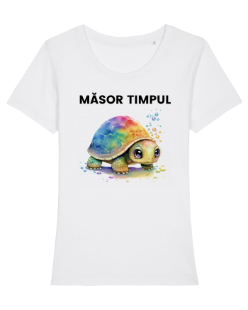 Broasca testoasa pictata in acuarela cu mesajul  Masor Timpul White
