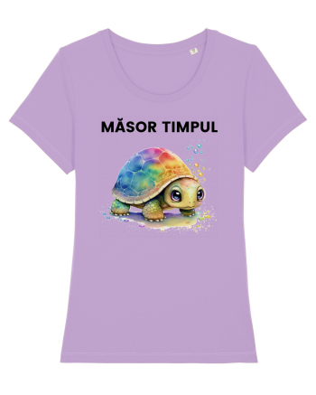 Broasca testoasa pictata in acuarela cu mesajul  Masor Timpul Lavender Dawn