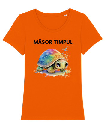 Broasca testoasa pictata in acuarela cu mesajul  Masor Timpul Bright Orange