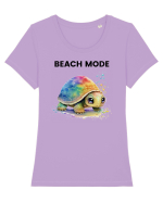 Broasca testoasa pictata in acuarela cu mesajul  Beach Mode Tricou mânecă scurtă guler larg fitted Damă Expresser