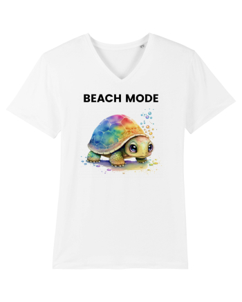 Broasca testoasa pictata in acuarela cu mesajul  Beach Mode White