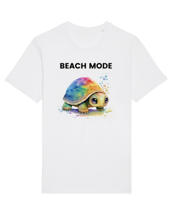 Broasca testoasa pictata in acuarela cu mesajul  Beach Mode White