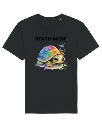 Broasca testoasa pictata in acuarela cu mesajul  Beach Mode Black