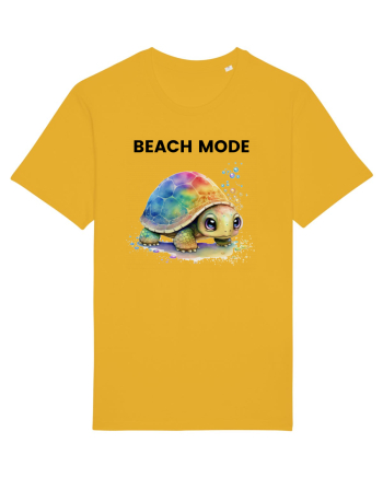 Broasca testoasa pictata in acuarela cu mesajul  Beach Mode Spectra Yellow