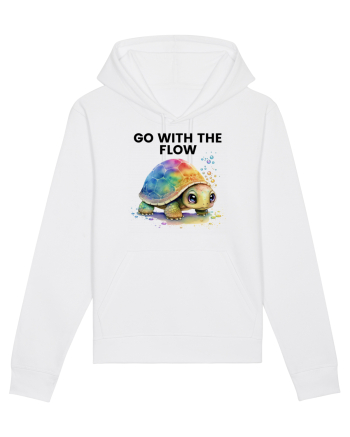 Broasca testoasa pictata in acuarela cu mesajul  Go with the Flow White