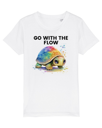 Broasca testoasa pictata in acuarela cu mesajul  Go with the Flow White