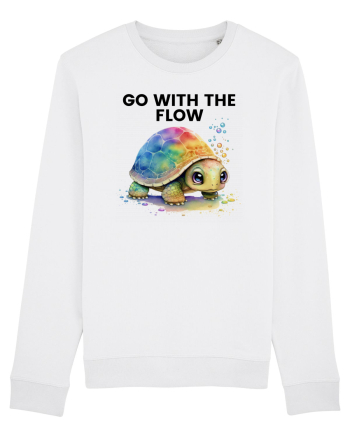 Broasca testoasa pictata in acuarela cu mesajul  Go with the Flow White