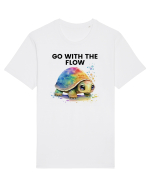 Broasca testoasa pictata in acuarela cu mesajul  Go with the Flow Tricou mânecă scurtă Unisex Rocker