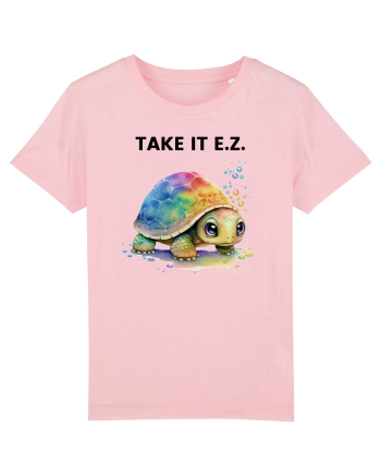Broasca testoasa pictata in acuarela cu mesajul  Take it E.Z. Cotton Pink