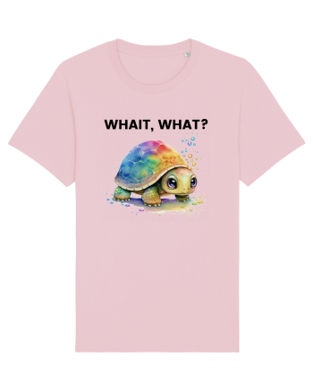 Broasca testoasa pictata in acuarela cu mesajul Wait, What? Cotton Pink