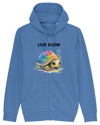 Broasca testoasa pictata in acuarela cu mesajul Live Slow Bright Blue