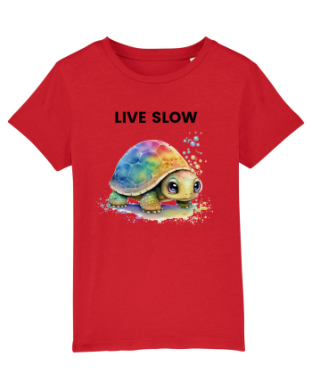 Broasca testoasa pictata in acuarela cu mesajul Live Slow Red