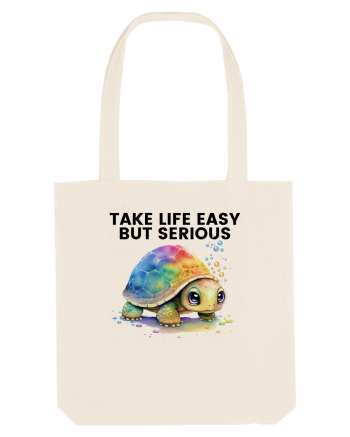 Broasca testoasa pictata in acuarela cu mesajul Take Life Easy but Serious Natural