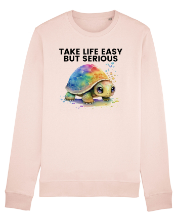 Broasca testoasa pictata in acuarela cu mesajul Take Life Easy but Serious Candy Pink