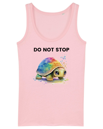 Broasca testoasa pictata in acuarela cu mesajul Do Not Stop Cotton Pink