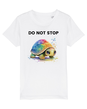 Broasca testoasa pictata in acuarela cu mesajul Do Not Stop White