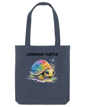 Broasca testoasa pictata in acuarela cu mesajul Jogging Turtle Midnight Blue