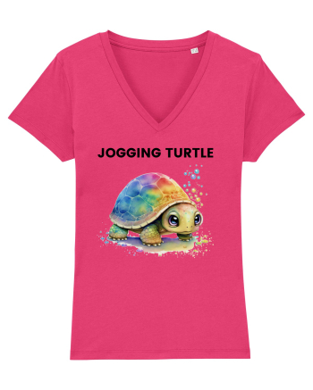 Broasca testoasa pictata in acuarela cu mesajul Jogging Turtle Raspberry