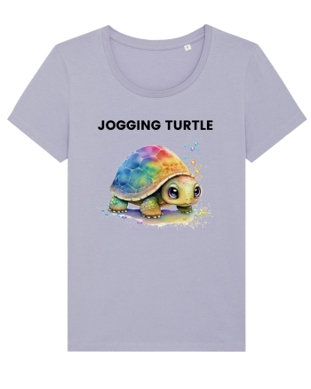 Broasca testoasa pictata in acuarela cu mesajul Jogging Turtle Lavender