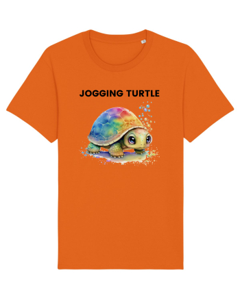 Broasca testoasa pictata in acuarela cu mesajul Jogging Turtle Bright Orange