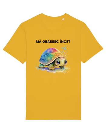 Broasca testoasa pictata in acuarela cu mesajul Ma grabesc Incet Spectra Yellow