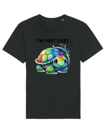 Broasca testoasa pictata in acuarela cu mesajul I'm not fast Black