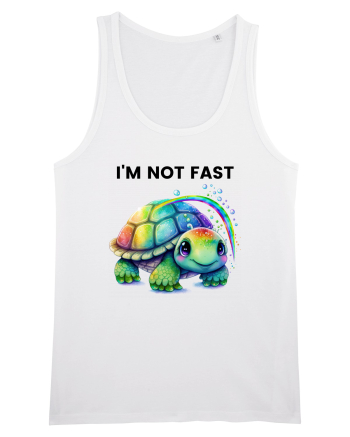 Broasca testoasa pictata in acuarela cu mesajul I'm not fast White