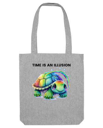 Broasca testoasa pictata in acuarela cu mesajul  Time is an Illusion Heather Grey