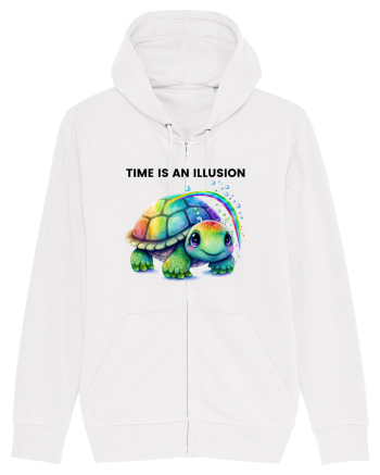 Broasca testoasa pictata in acuarela cu mesajul  Time is an Illusion White