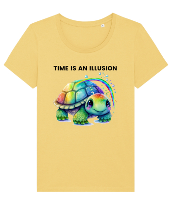 Broasca testoasa pictata in acuarela cu mesajul  Time is an Illusion Jojoba