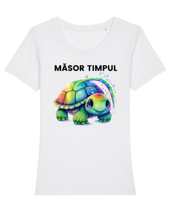 Broasca testoasa pictata in acuarela cu mesajul  Masor Timpul White