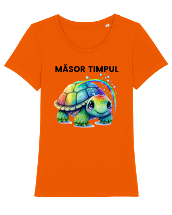 Broasca testoasa pictata in acuarela cu mesajul  Masor Timpul Bright Orange