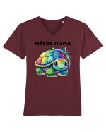 Broasca testoasa pictata in acuarela cu mesajul  Masor Timpul Tricou mânecă scurtă guler V Bărbat Presenter