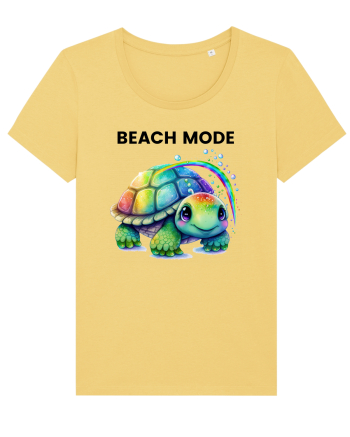 Broasca testoasa pictata in acuarela cu mesajul  Beach Mode Jojoba