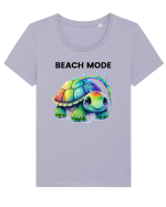 Broasca testoasa pictata in acuarela cu mesajul  Beach Mode Tricou mânecă scurtă guler larg fitted Damă Expresser