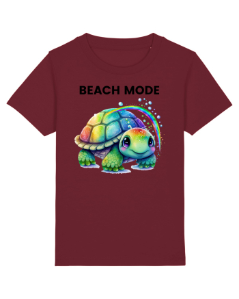 Broasca testoasa pictata in acuarela cu mesajul  Beach Mode Burgundy