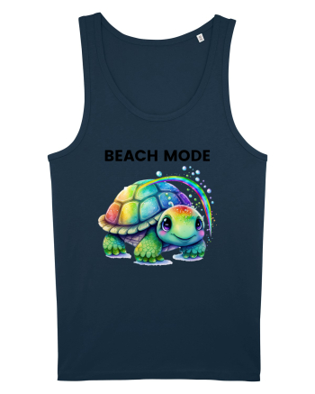 Broasca testoasa pictata in acuarela cu mesajul  Beach Mode Navy