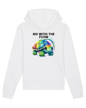 Broasca testoasa pictata in acuarela cu mesajul  Go with the Flow White