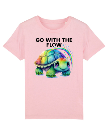 Broasca testoasa pictata in acuarela cu mesajul  Go with the Flow Cotton Pink