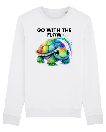 Broasca testoasa pictata in acuarela cu mesajul  Go with the Flow White
