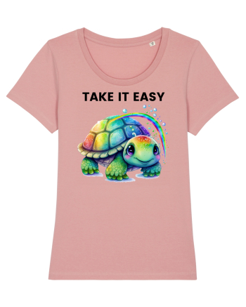 Broasca testoasa pictata in acuarela cu mesajul  Take it Easy Canyon Pink