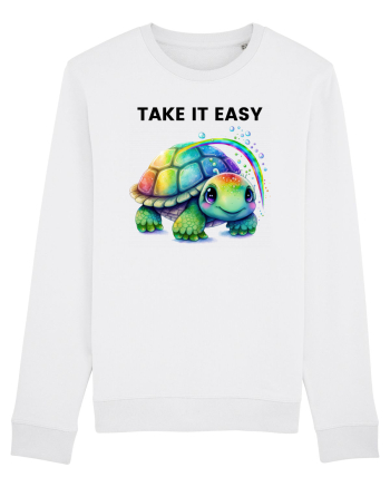 Broasca testoasa pictata in acuarela cu mesajul  Take it Easy White
