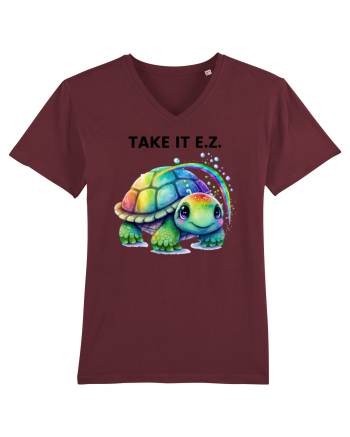 Broasca testoasa pictata in acuarela cu mesajul  Take it E.Z. Burgundy