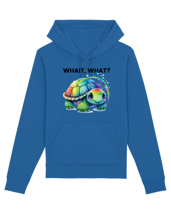 Broasca testoasa pictata in acuarela cu mesajul Wait, What? Royal Blue