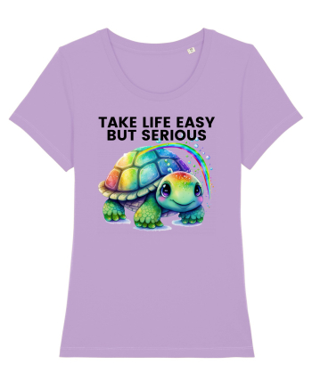 Broasca testoasa pictata in acuarela cu mesajul Take Life Easy but Serious Lavender Dawn